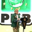 Ketua Umum PKB Cak Imin saat berpidato pada pembukaan Muktamar ke-6 PKB di Bali Nusa Dua Convention Center. (Sumber : BPMI - Sekretariat Wakil Presiden RI)