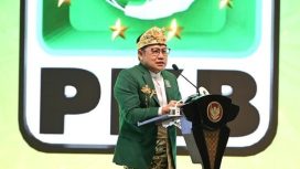 Ketua Umum PKB Cak Imin saat berpidato pada pembukaan Muktamar ke-6 PKB di Bali Nusa Dua Convention Center. (Sumber : BPMI - Sekretariat Wakil Presiden RI)